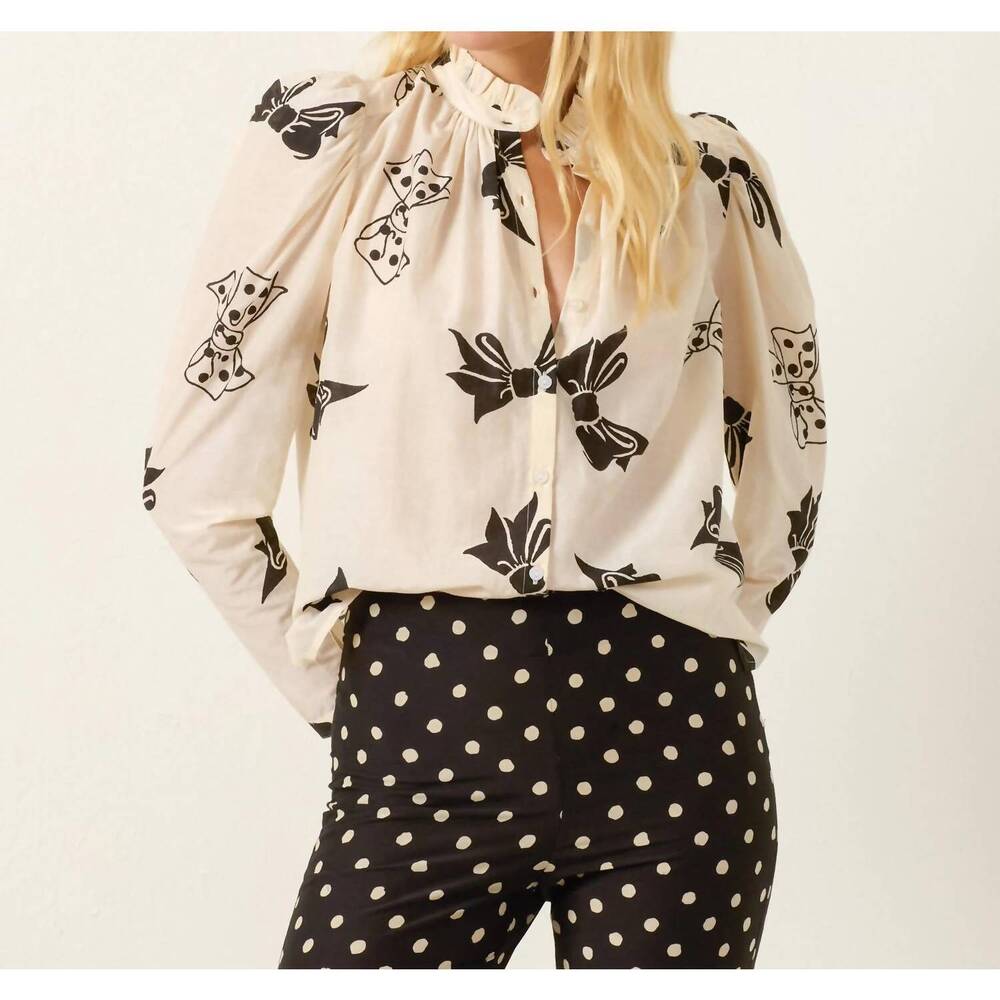 NEW ALIX OF BOHEMIA artemis tapered puff sleeves shirt in off-white